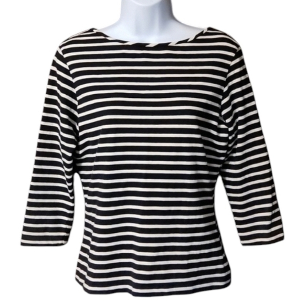 Anne Klein Black and White Striped Top